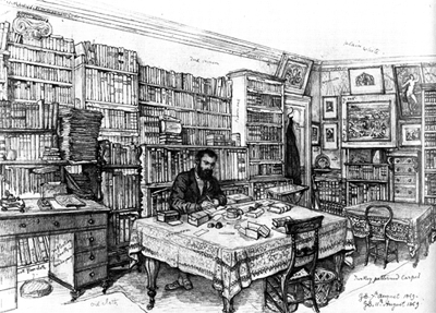 Drawing of library, August 1869