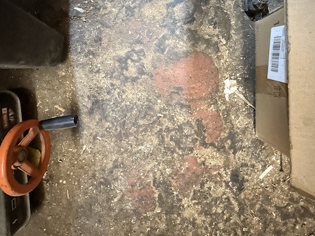 Limewashed hay loft above our stable