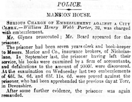 Report of a criminal act in an old newspaper