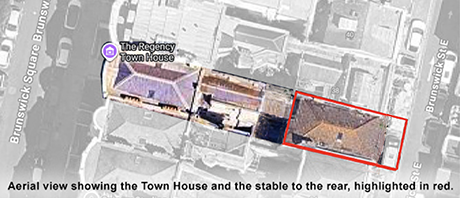 Overview of RTH site in Brunswick Square with stable highlighted in red