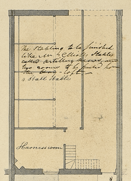 Limewashed hay loft above our stable